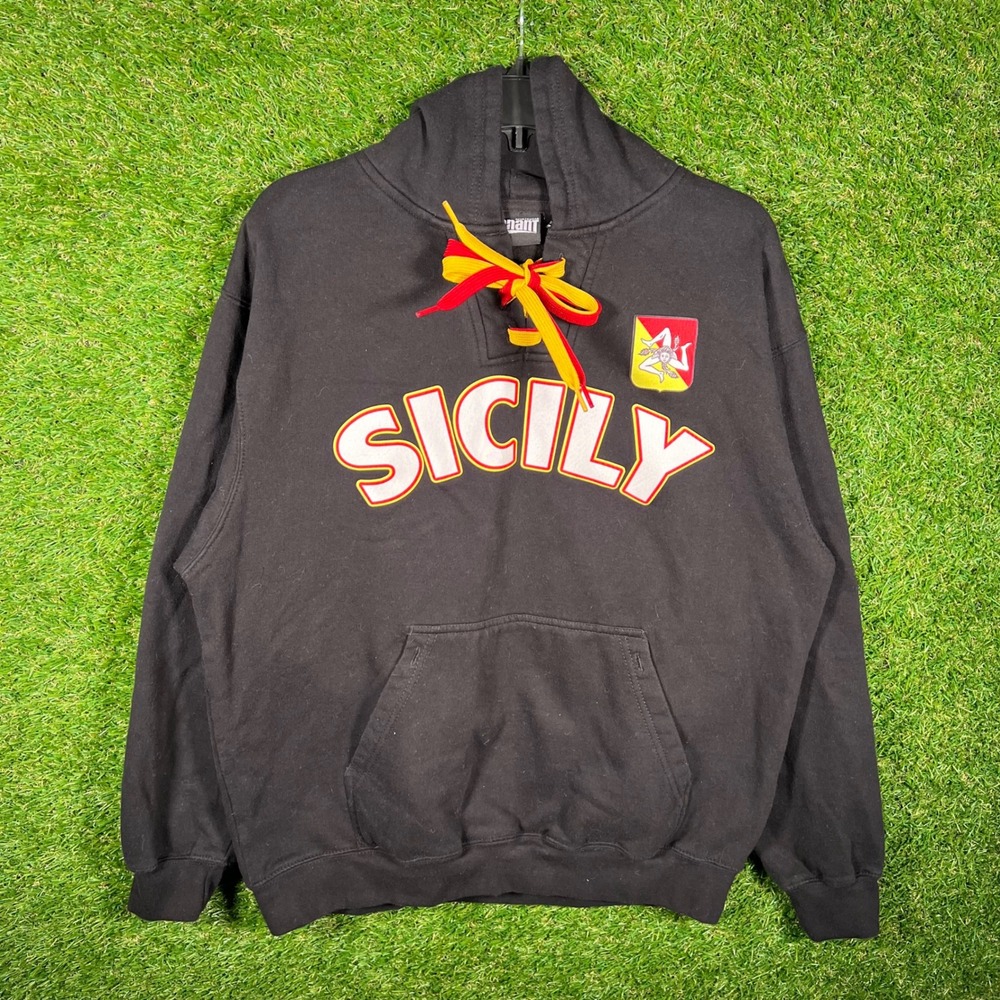Pennant‎ Sportswear Sicily Hoodie Mens Medium Black Hockey Lace Trinacria
